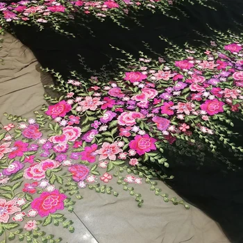 Glasuuritud 1Y Pits Tikand Flower Mesh Kangas DIY Pulm Kardin Seelik Tarvikud Q002 3