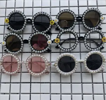 Käsitsi valmistatud Pärl Ring Naiste Päikeseprillid 6 Värvi Väike Prillid Lill Disainer päikeseprillid UV400 Suvel Tooni Gafas de 13