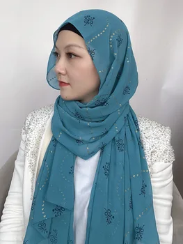 2022 Kvaliteetsest Sifonki Trükitud Hijab Islam Ei Salli Moslemi Mood Sall Headwrap Foulard Femme 10