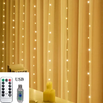 6/4/3/2/1m LED Remote Control String Lamp Pulmapidu Muinasjutt Pärg Magamistuba Kardin Kodu Jõulud Uus Aasta Teenetemärgi 5