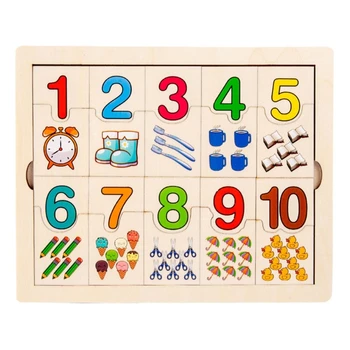 D7YD Puidust Puzzle Number Sobitamine Mänguasi Digitaalse Õppe Puzzle Juhatuse Kid Hariduslik Mänguasi Arenguhäireid Matemaatika Mänguasi Väikelapse Kingitus 10