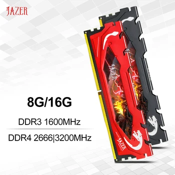 JAZER Mälu DDR3 1600MHz 8GB Ram 16GB DDR4 2666MHz 3200MHz Desktop Memoria Ram Koos Heatsink