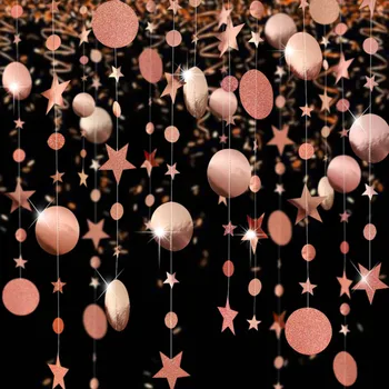 4m Peegel Paber Star Ring Kuld Vanik Flash Banner Sünnipäevaks Pulmapidu Kasuks Baby Shower Curtain Kaunistamise Tarvikud 4