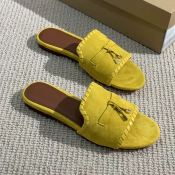 Korter sussid naiste tutt 2022 suvel uue nahast mood naiste sandaalid varbavahed retro Muller kingad 3