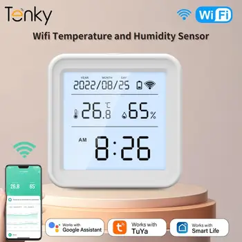 Tenky WiFi Temperatuuri Ja Niiskuse Andur, Mille LCD-Ekraan Backlight Sise-T&H Meeter Töö Alexa/Google Assistent 5