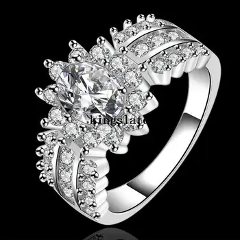 Luksus ring crystal silver värvi Ehted kõrge kvaliteedi Võlusid Pulm kivi, Tasuta shipping jõulukinke R584 7