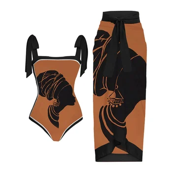Naiste Retro Ujumistrikoo &Seelik Naiste Holiday Beach Kleit Trükitud Disainer Trikoo Suvel Surf Kanda 1