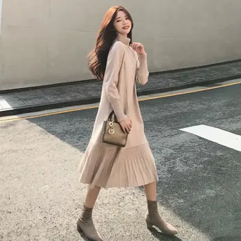 Midi Kootud Kampsun Casual Kleit Pikk Varrukas Naiste Elegantne Kleidid Daamid Vintage Korea Fashion Naine Sügis-Talv 2022 2