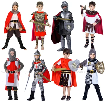 Halloween Lapsed Poisid Rooma Rüütel Warrior Rolli Mängida Ühtsed Karneval Partei Varjatud Lapsed Sõdur Gladiaator Cosplay Kostüümid