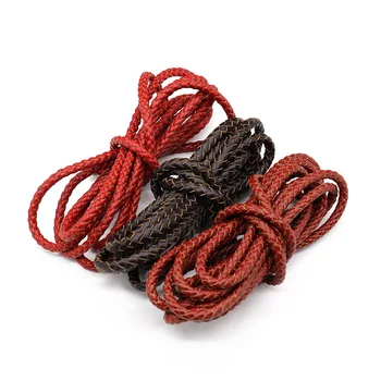 Mibrow 2m/palju 3/4/5/6mm Punane Pruun Vintage Ringi Punutud naturaalsest Nahast Nöörid Nahast String tross või Köis Nahast Käevõru Ehted 13