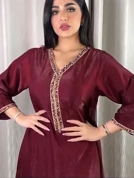 Teemandid Jalabiya Aafrika Kleidid Naistele Dubai Abaya Saudi Rüü Maroko Kauhtana Islam Moslem Pool Õhtul Ramadan Eid seal kaftan 7