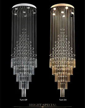 Kaasaegne 3,5,6,13 Pead Luxury Crystal LED laelambid Trepp Villa Hotelli Fuajees Cristal Lakke Valgusti Läikelakid De Cristal