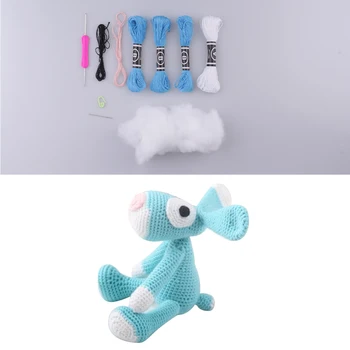 Loomade Amigurumi Heegeldatud Kit DIY Mänguasja Materjali Pakett Sinine Koer Käsitöö Projekt 8