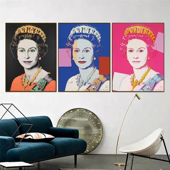Populaarne Andy Warhol Lõuend Maalid Kuninganna Elizabeth II Plakatid ja Pildid Seina Art Pilte elutoa Seina Decor Cuadros