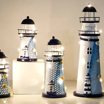 Homhi Tuletorn LED Night Light Vahemere Mood Skulptuur Metallist, Käsitöö, Kodu Kaunistamiseks Mere Tuletorn Raua Kunsti-HNL-161 9