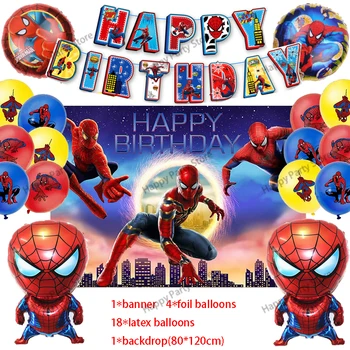 Super Kangelane Teema Spiderman Õhupalli Sünnipäeva Teenetemärgi Taust Asjade Cake Toppers Baby Shower Kids Mänguasi Globos 8