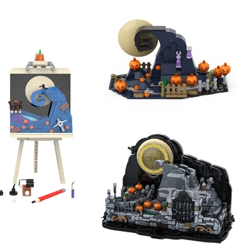 KES Õudusunenägu Jõulud Linn Spiraal Hill Halloween Pumpkin Building Block Kit Jack Õudne Artboard Mudel Playset DIY Kid Mänguasi 12