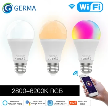 GERMA WiFi Smart LED Juhitava Lamp 9W RGB C+W ,Smart Elu Tuya App Kaugjuhtimispuldi Tööd Alexa Echo Google ' i Kodu E27 13