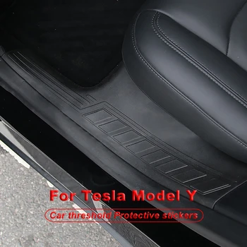 4 Tk/Set Auto Nahast Ukse Lävepakk Kaitsva Jaoks Tesla Model Y Läve Peidetud Kaitse Kleebis Kriimustuskindel Sisemus 4