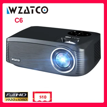 WZATCO C6 300inch Full HD 1920*1080P LED Projektor, Video movie Proyector kodukino Kino Beamer