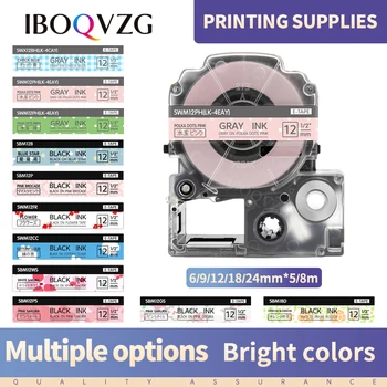 IBOQVZG SS12KW SS9KW silt lindid Ühilduvad EPSON LW-300 LW-400 LW-600P LW-700 label Printer Must White label 10