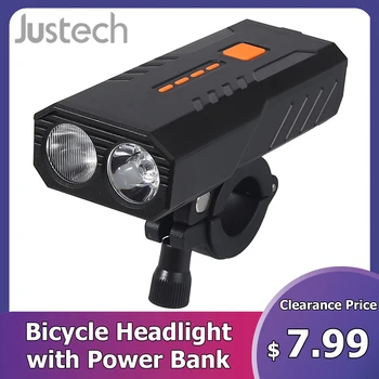 Justech USB Laetav Jalgratta Vilkur Koos Kanduriga Topelt LED Lamp Helmed Jalgratta Valgus, IP65 Veekindel LED Valgus, nagu Power Bank 2