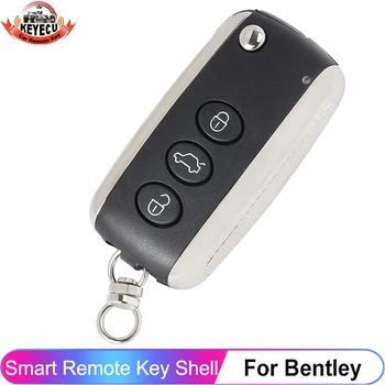 KEYECU 3 Nuppu Flip Kokkuklapitavad Remote Auto Auto Key Shell Juhul Katta Fob Jaoks Bentley Mulsanne Hurtling GT Flying Spur Continental 13