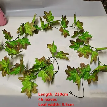 230cm 46leaf Kunstlik Maple Leaf Viinapuu Roheline Troopiliste Võltsitud Taimed Rotangist Sügisel Ripuvad Lõpetamise Rotangist Aed Rõdu Kodu Deco 6
