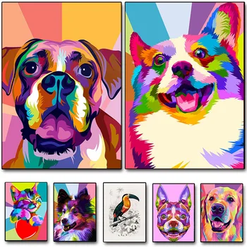 Akvarell Pop Art Loomade Lõuend Maalid, Plakatid ja Pildid Seina Art Pilte elutuba Kodus Seina Kaunistamiseks Cuadros 3