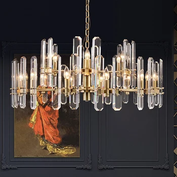 Kaasaegne Luksus Kulda Kristall Lühter Valgustus Led Lühtrid Kerge Sisseseade elutuba Hotel Hall Art Decor Rippus Lamp 10