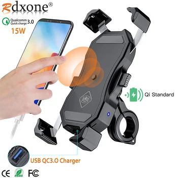 Mootorratta Telefoni Omanik 15W Juhtmeta Laadija USB QC3.0 Kiire Laadimine Bracket Bike Nutitelefoni Seista 360 Mobiil Mobiiltelefon Toetama 5