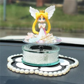 Auto Decor Anime Sailor Moon Ilus Tüdruk Tegevus Arvandmed Päikeseenergia Spin Lõhnaaine Ornament Sisustus Armatuurlaua Tarvikud 6