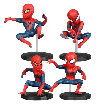 Disney Marvel Avengers Spider Man 4tk/Komplekt 6-8cm Tegevus Joonis Poos Anime Teenetemärgi Kogumise Figuriin Mänguasi Mudel Lastele 13