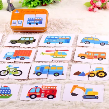 Graafik Vaste Mängu Kid Varajase Hariduse Montessori Mänguasjad Puzzle Kaardi Cartoon Sõiduki Õppe Tasku Flash Kaart