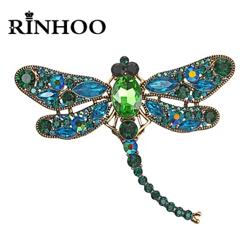 Rinhoo Crystal Vintage Dragonfly Prossid Naised Suurte Putukate ja Loomade Sõle Pin-Mood Kleit Mantel Tarvikud Armas Ehted 4