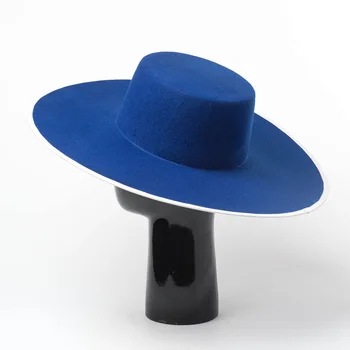 Uus Sinine Tõeline Villa Korter Fedora Müts Meeste Wome (Solid color Suure Laia Ääreni Vildist Müts Derby Pool Kiriku Müts Reguleeritav Panama Jazz Müts 3