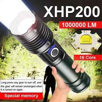 XHP160 LED Taskulamp 9000000lm High Power Zoom Tüüp-c USB Laetav Taskulamp Väljas Veekindel Taskulamp 14