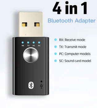 4 IN 1 USB-Bluetooth Adapter, 5.1 Stereo Muusika, Audio-Vastuvõtja, Saatja PC TV Kõrvaklappide Koos Mic Traadita Bluetooth Dongle 12