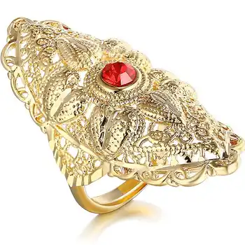 Kulla Värvi Suur Õõnes Lill Rõngas Naiste Resizable Gooti Punane Ring Crystal Ehted Kingitus Kunagi Fade 9