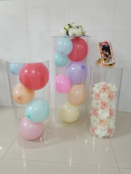Sünnipäeva Baby Shower Tabel DIY Rekvisiidid Silindri Omanik Pulm Akrüül Plinth Lilled, Õhupallid Kook Käsitöö Ekraan Samba Seista 12
