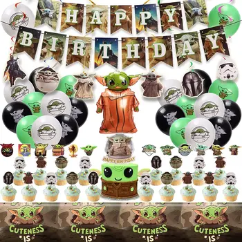 Disney Baby Yoda Sünnipäeva Teenetemärkide Õhupalli Yoda Ühekordselt Cup Laudlina Lapsed Baby Shower Jõulud Asjade Kingitus 9