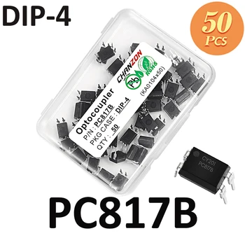 50TK PC817 PC817B EL817 DIP4 DIP Optocoupler Optilise Sidesti Originaal Transistor DC Sisend 80V 50mA IC Chip Optoisolator 13