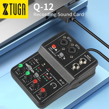 XTUGA Q12 Professinal Audio Interface Mini Mono USB helikaart Seire-2-Channel Audio Mixer Algaja Stuudio Laulu 14