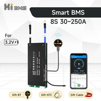 HIBMS Smart bms Lifepo4 8S 24V Bluetooth18650 Aku 30A 40A 60A 80A 100A 120A 150A 200A 250A Tasakaalu Solar Power Bank Inverter