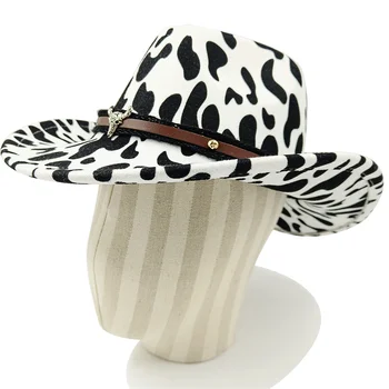 Kauboi müts fall/winter lehma muster fedora müts kahepoolne paksenenud curling bull pea logo unisex jazz шляпа женская