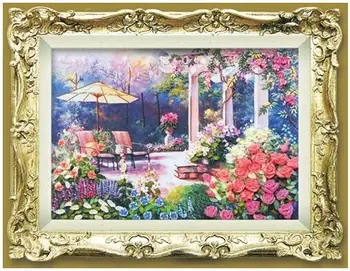 Näputöö,DIY Lint-või ristpistes Set Tikkimine komplekt,Romantiline rose garden lindi Cross-Stitch käsitöö pulm wall decor 5
