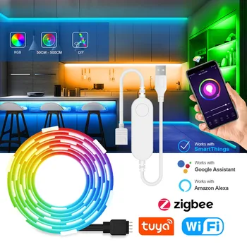 Smart LED Riba Valgustus RGB 5050 Tuya, WiFi, Zigbee Telefon Control USB LED Painduv Lint Lint TV Backlight Tuba Kodu Poole