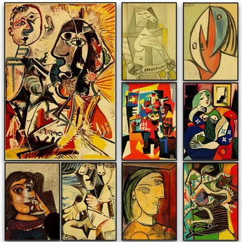 Klassikaline Maalikunsti Picasso Printida Plakateid Jõupaber Pildid Seina Kleebis Nostalgia Cartoon Art Pilte Magamistuba Maali