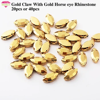 RESEN 20PCS Kuld Õmble-Hobune silma Rhinestone Kulla Küünis Klaas Aurum Värv Crystal Rhinestone Diy Riietus Kleit