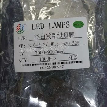 1000pcs / palju smaragdroheline 3mm ring LED lamp helmed Roheline super ere LED valgusdioodid (kõrge kvaliteediga led) 12